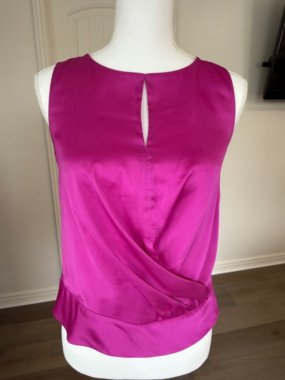 Ann Taylor Fuchsia Twist-Front Satin Camisole